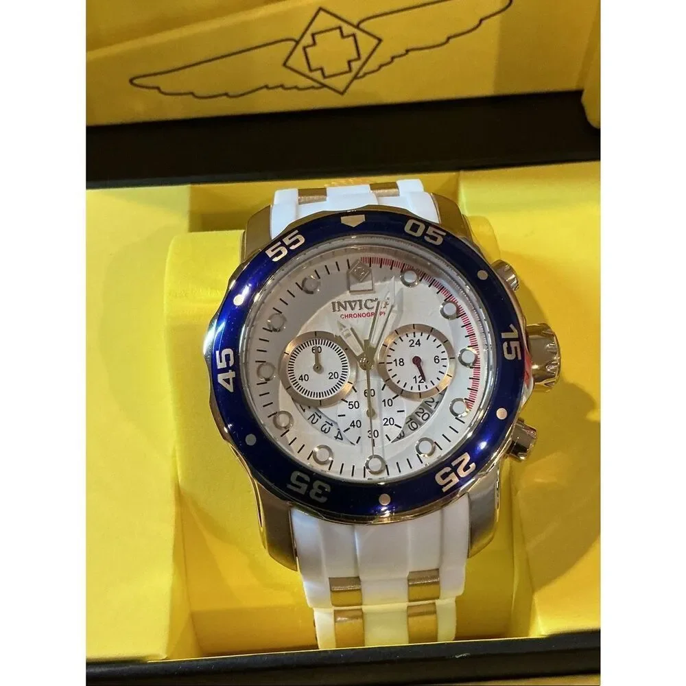 Invicta Pro Diver SCUBA Men’s Watch - White and Blue Sport Chronograph 20293